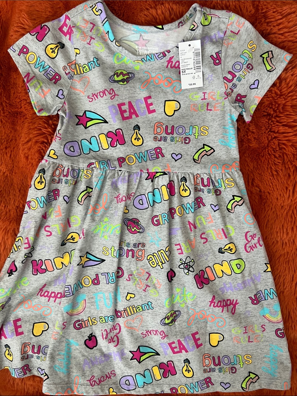 The Children's Place Gray Graphic 'Kind & Girl Power' Short Sleeve Dress